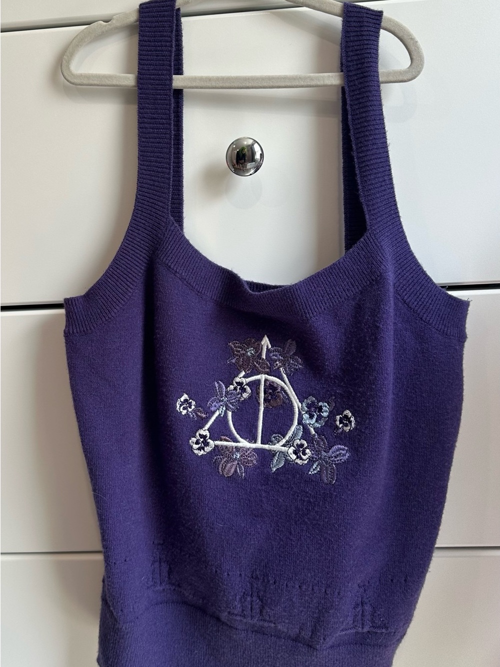 Harry Potter Deathly Hallows Deep Purple Embroidered Knit Tank from BoxLunch